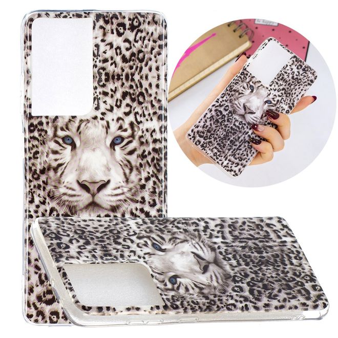 Samsung Galaxy S21 Ultra Handyhülle - fluoreszierendes Softcase - Leopard