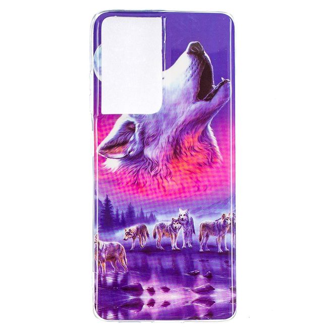 Samsung Galaxy S21 Ultra Handyhülle - fluoreszierendes Softcase - heulender Wolf