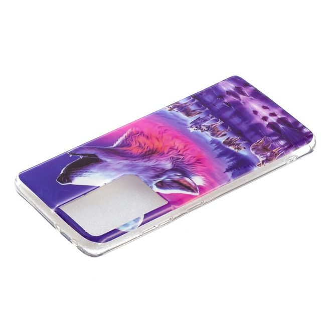 Samsung Galaxy S21 Ultra Handyhülle - fluoreszierendes Softcase - heulender Wolf