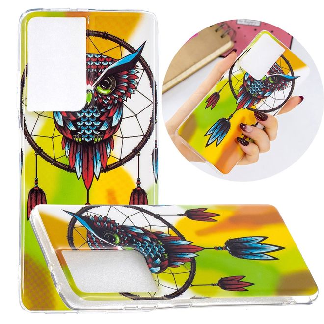 Samsung Galaxy S21 Ultra Handyhülle - fluoreszierendes Softcase - Eulen Traumfänger