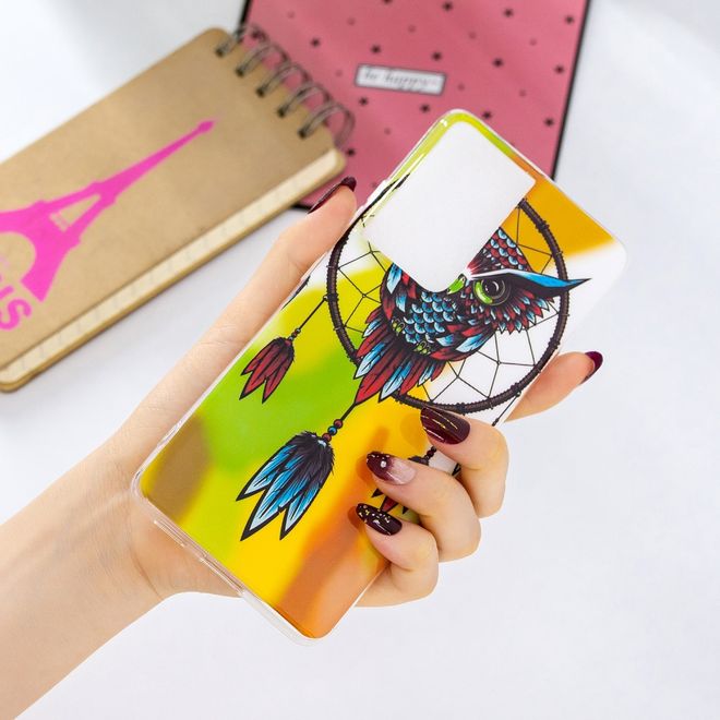 Samsung Galaxy S21 Ultra Handyhülle - fluoreszierendes Softcase - Eulen Traumfänger