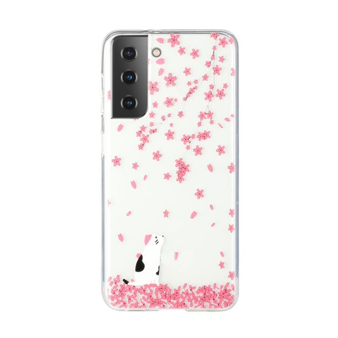 Samsung Galaxy S21 Handyhülle - Softcase Image Plastik Series - Katze und Blumen