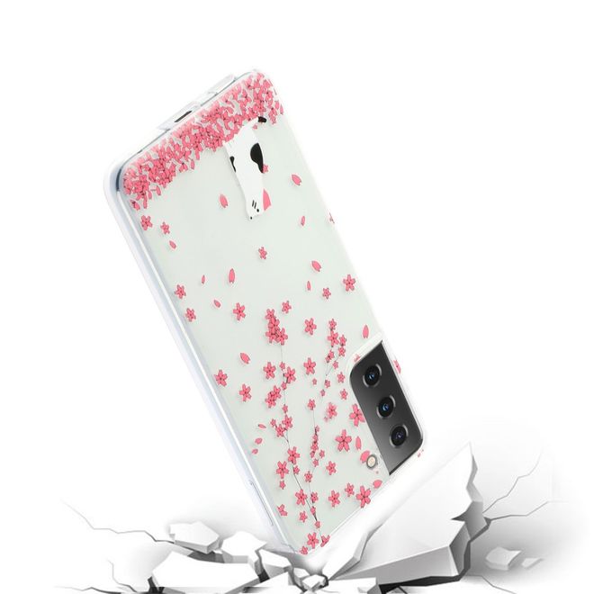 Samsung Galaxy S21 Handyhülle - Softcase Image Plastik Series - Katze und Blumen