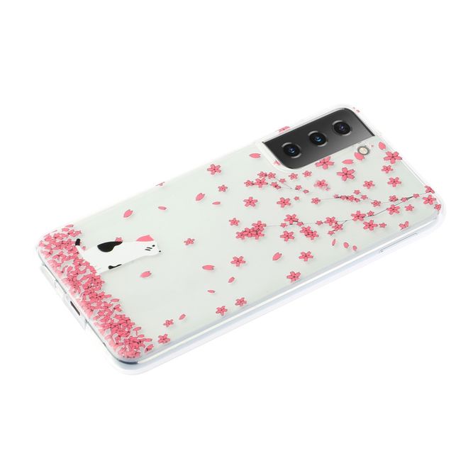Samsung Galaxy S21+ Handyhülle - Softcase Image Plastik Series - Katze und Blumen