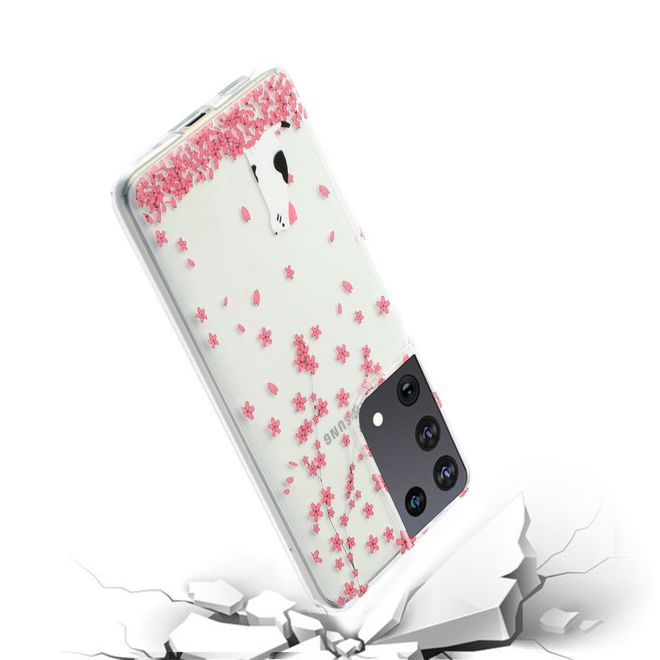 Samsung Galaxy S21 Ultra Handyhülle - Softcase Image Plastik Series - Katze und Blumen