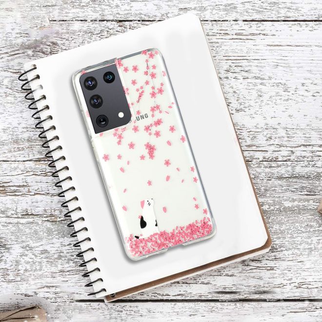 Samsung Galaxy S21 Ultra Handyhülle - Softcase Image Plastik Series - Katze und Blumen
