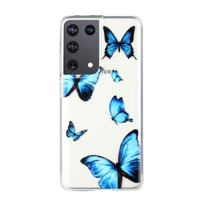 Samsung Galaxy S21 Ultra Handyhülle - Softcase Image Plastik Series - blauer Schmetterling