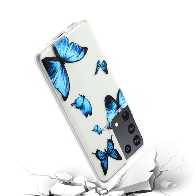 Samsung Galaxy S21 Ultra Handyhülle - Softcase Image Plastik Series - blauer Schmetterling
