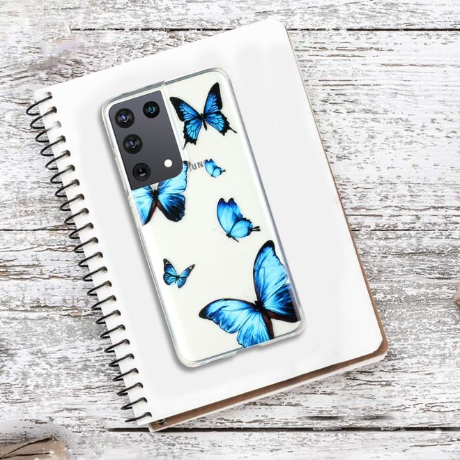 Samsung Galaxy S21 Ultra Handyhülle - Softcase Image Plastik Series - blauer Schmetterling