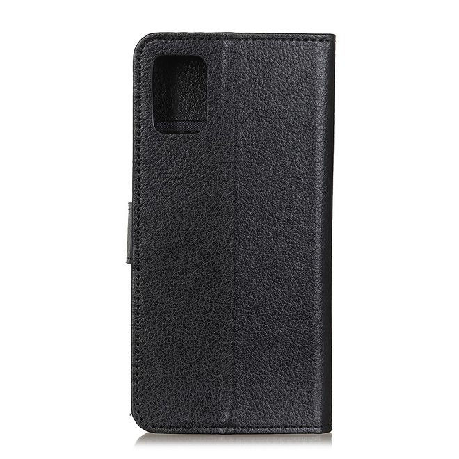 LG K52 / K62 Phone Case - Litchi Leather Bookcover Series - Black