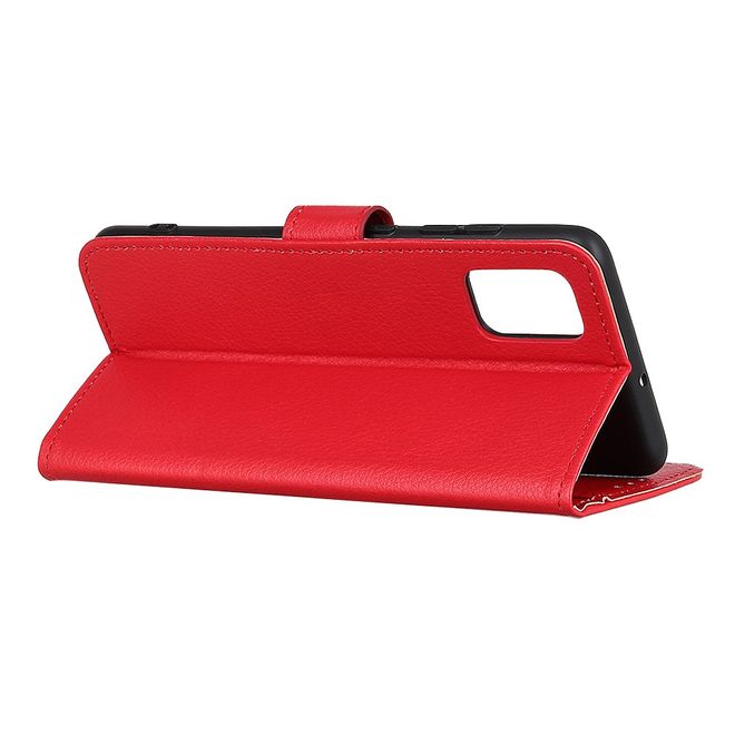LG K52 / K62 Phone Case - Litchi Leather Bookcover Series - red