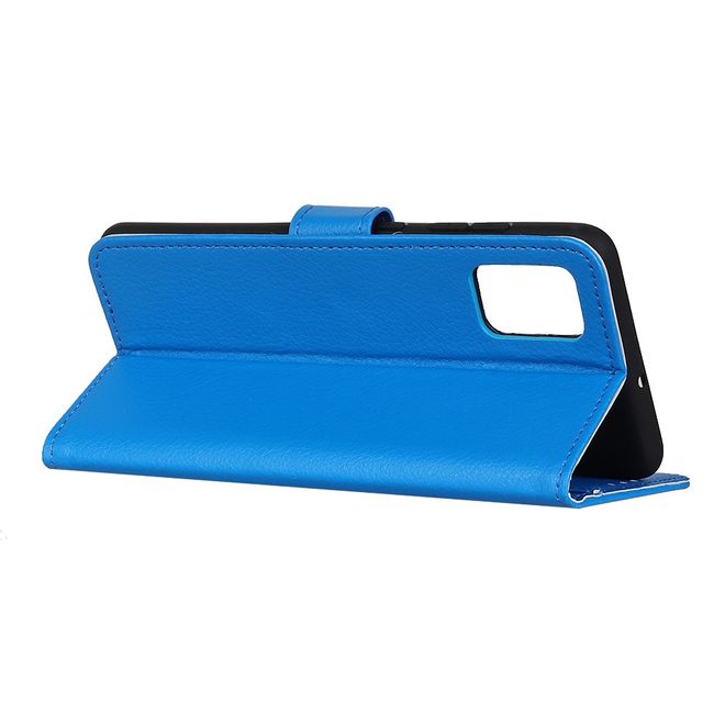 LG K52 / K62 Phone Case - Litchi Leather Bookcover Series - Blue