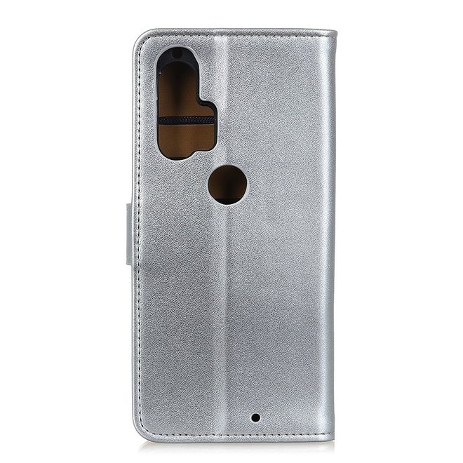 Motorola Edge Plus Handy Hülle - Classic II Leder Bookcover Series - silber