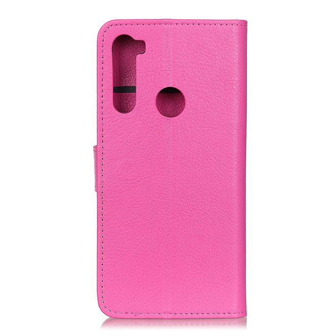 Motorola One Fusion Plus Handy Hülle - Litchi Leder Bookcover Series - rosa