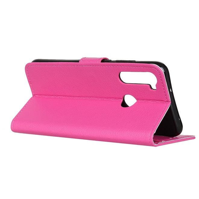 Motorola One Fusion Plus Handy Hülle - Litchi Leder Bookcover Series - rosa