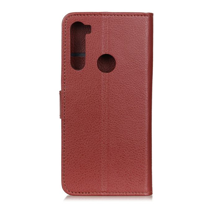 Motorola One Fusion Plus Handy Hülle - Litchi Leder Bookcover Series - braun