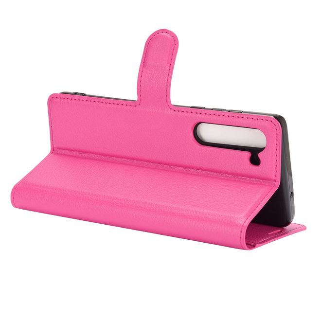 Motorola Edge Handy Hülle - Litchi Leder Bookcover Series - rosa