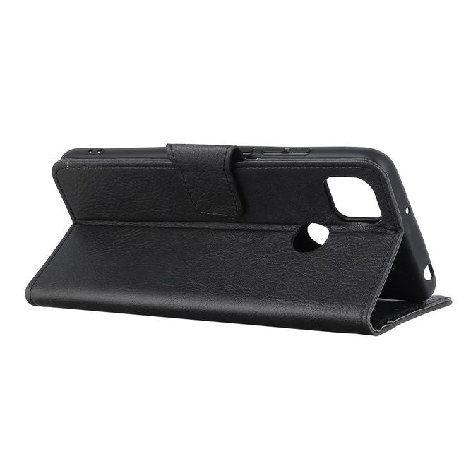 Motorola Moto G 5G Handy Hülle - Litchi Leder Bookcover Series - schwarz