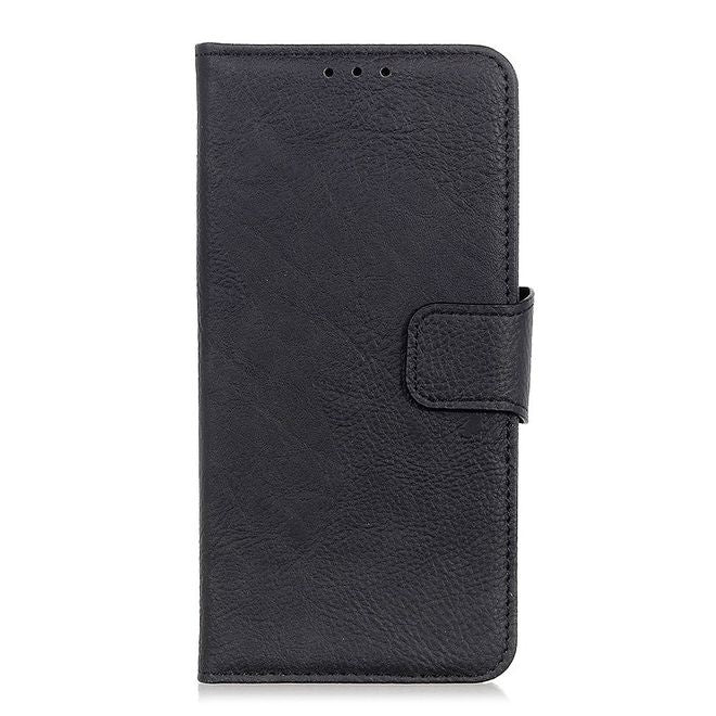 Motorola Moto G 5G Handy Hülle - Litchi Leder Bookcover Series - schwarz