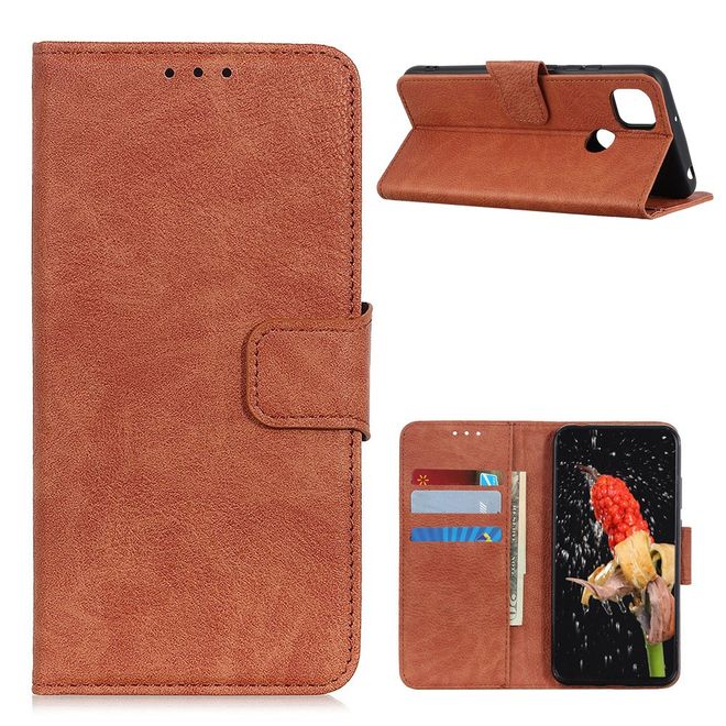 Motorola Moto G 5G Handy Hülle - Litchi Leder Bookcover Series - braun