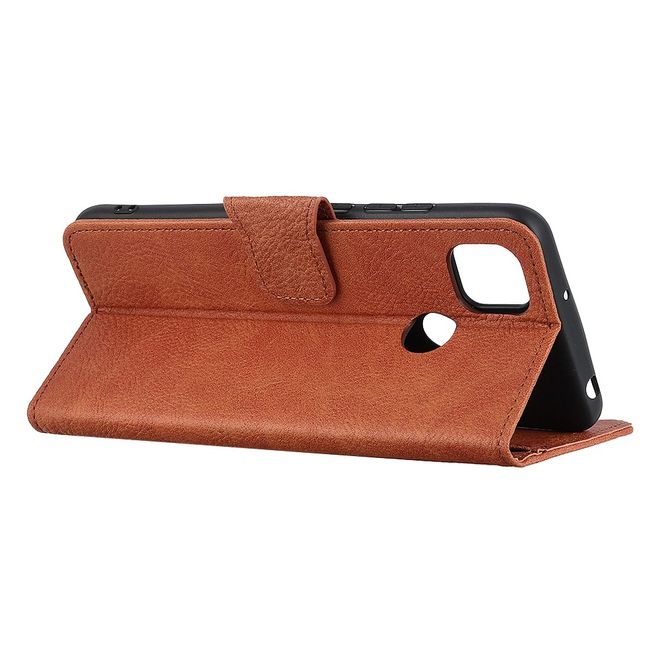 Motorola Moto G 5G Handy Hülle - Litchi Leder Bookcover Series - braun