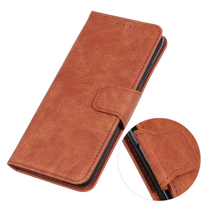 Motorola Moto G 5G Handy Hülle - Litchi Leder Bookcover Series - braun