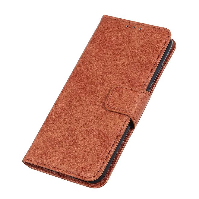 Motorola Moto G 5G Handy Hülle - Litchi Leder Bookcover Series - braun
