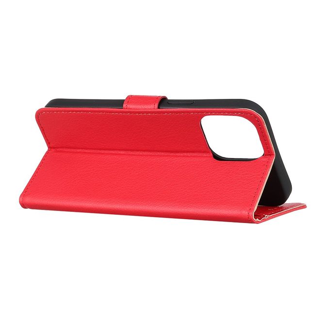 Realme C11 Handy Hülle - Litchi Leder Bookcover Series - rot