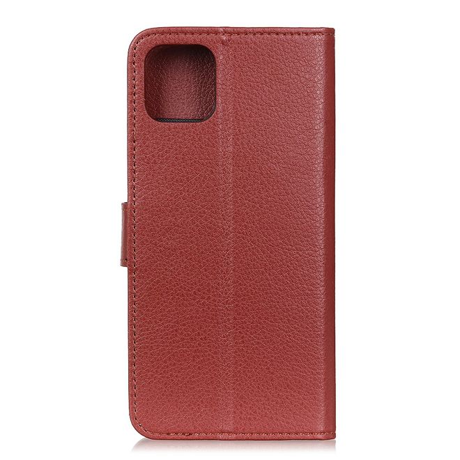 Realme C11 Handy Hülle - Litchi Leder Bookcover Series - braun