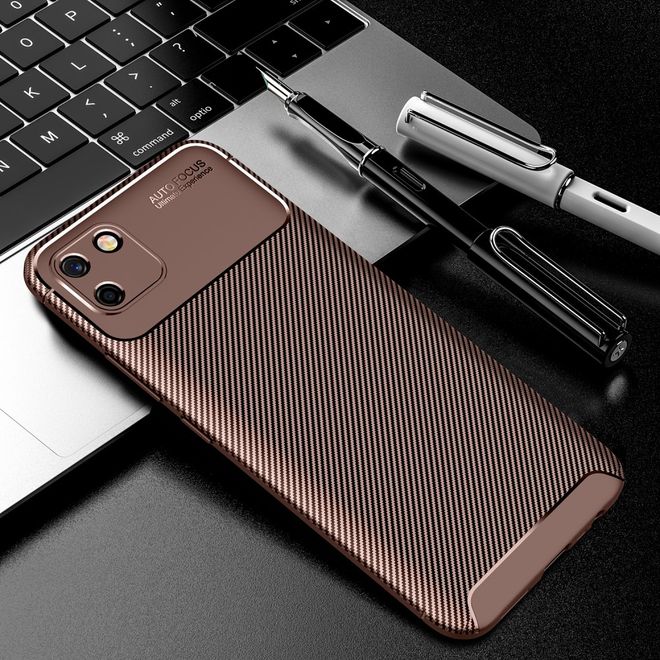 Realme C11 Handyhülle - Carbon Fiber TPU Softcase Series - braun