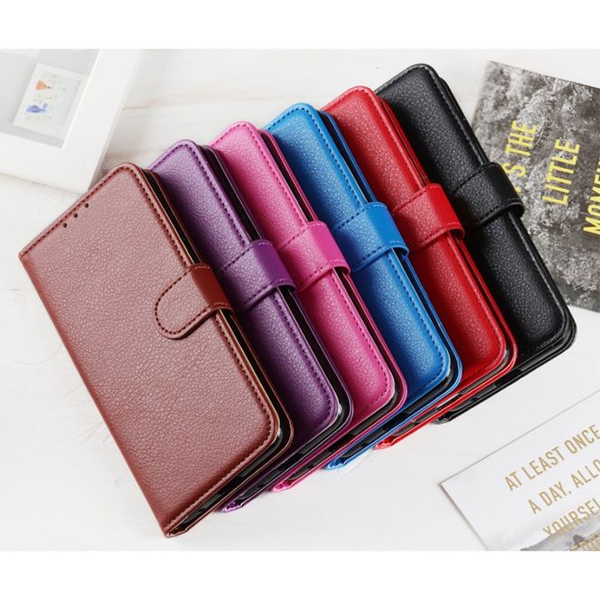 Realme 7 Handy Hülle - Litchi Leder Bookcover Series - schwarz