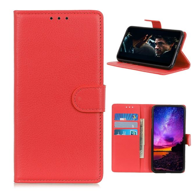 Realme 7 Handy Hülle - Litchi Leder Bookcover Series - rot