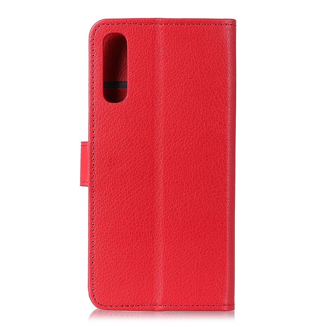 Realme 7 Handy Hülle - Litchi Leder Bookcover Series - rot