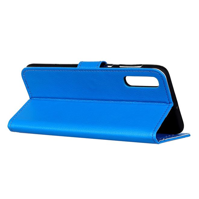 Realme 7 Handy Hülle - Litchi Leder Bookcover Series - blau