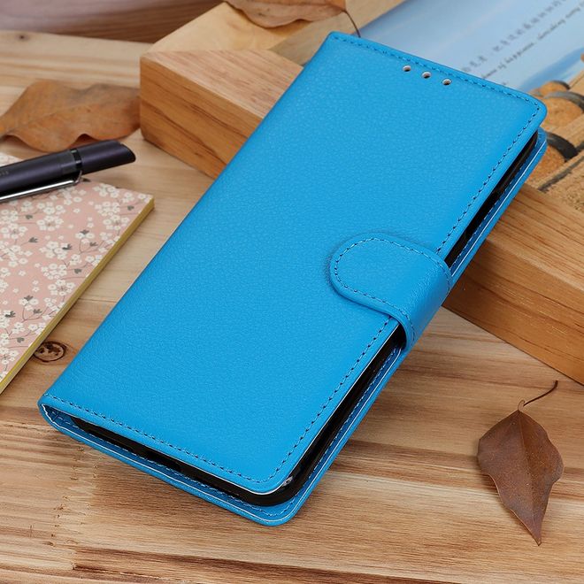 Realme 7 Handy Hülle - Litchi Leder Bookcover Series - blau