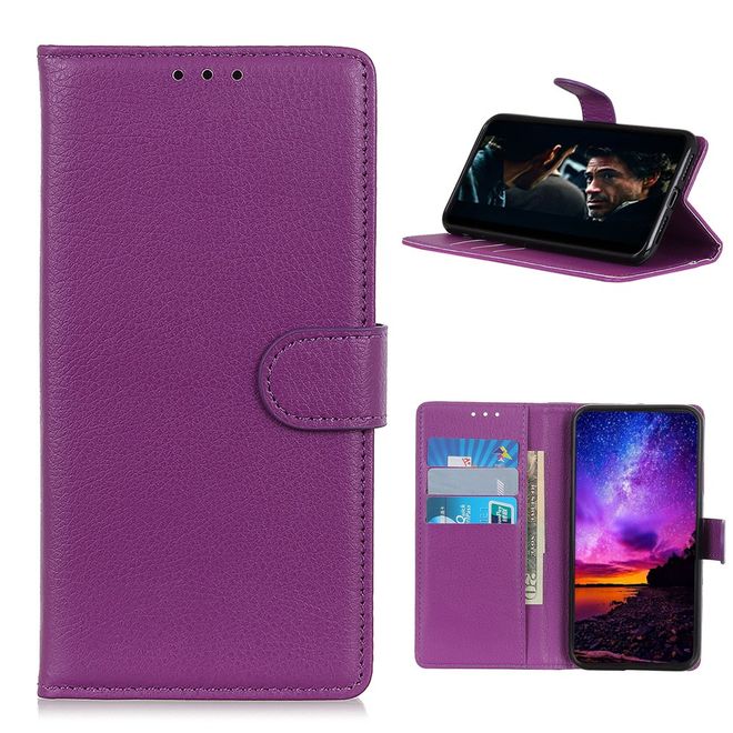 Realme 7 Handy Hülle - Litchi Leder Bookcover Series - purpur
