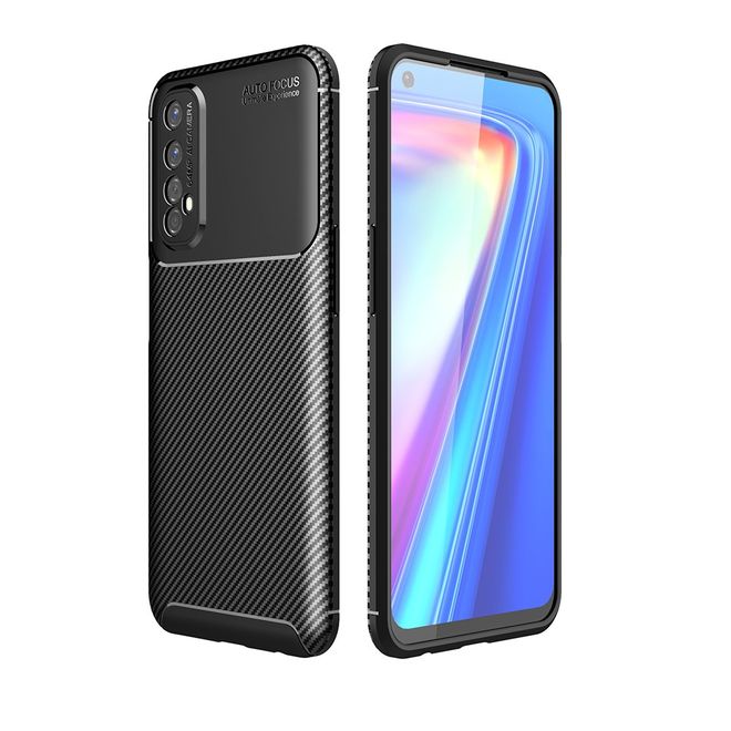 Realme 7 Handyhülle - Carbon Fiber TPU Softcase Series - schwarz