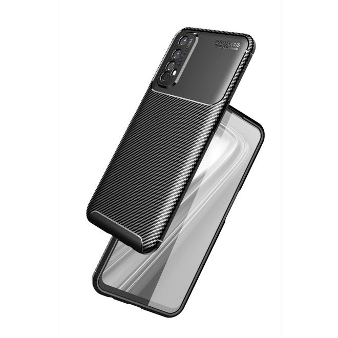 Realme 7 Handyhülle - Carbon Fiber TPU Softcase Series - schwarz