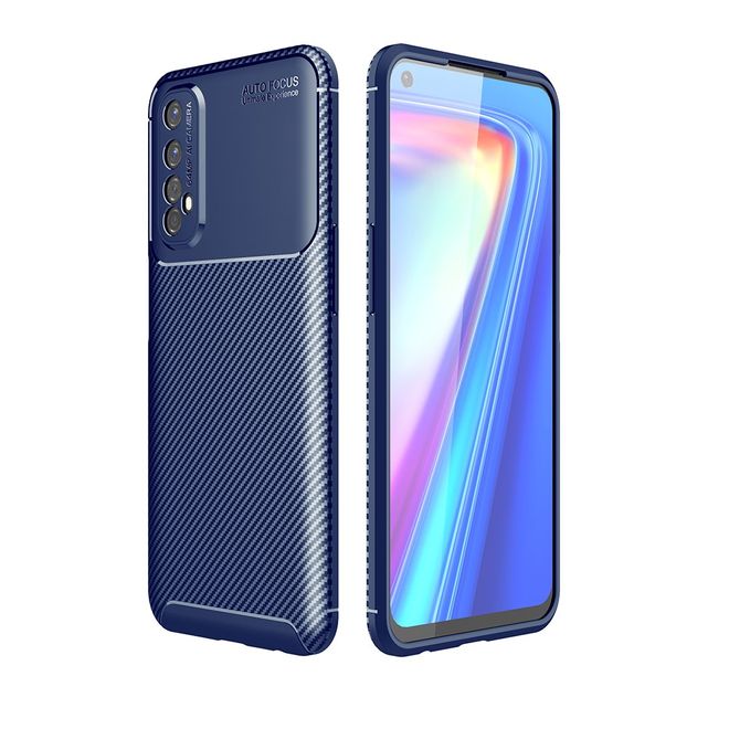 Realme 7 Handyhülle - Carbon Fiber TPU Softcase Series - blau