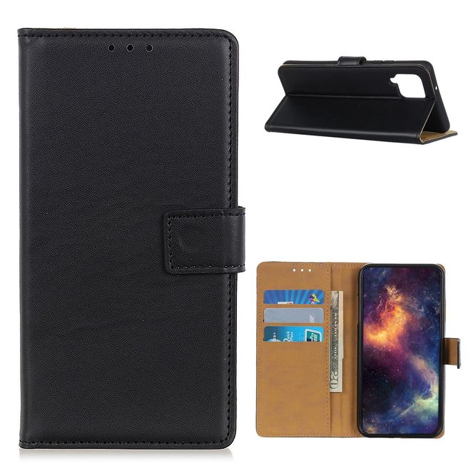 Samsung Galaxy A12 Handy Hülle - Classic II Leder Bookcover Series - schwarz
