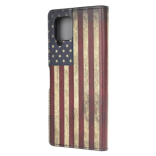 Samsung Galaxy A12 Handy Hülle - Leder Bookcover Image Series - Retro USA Flagge