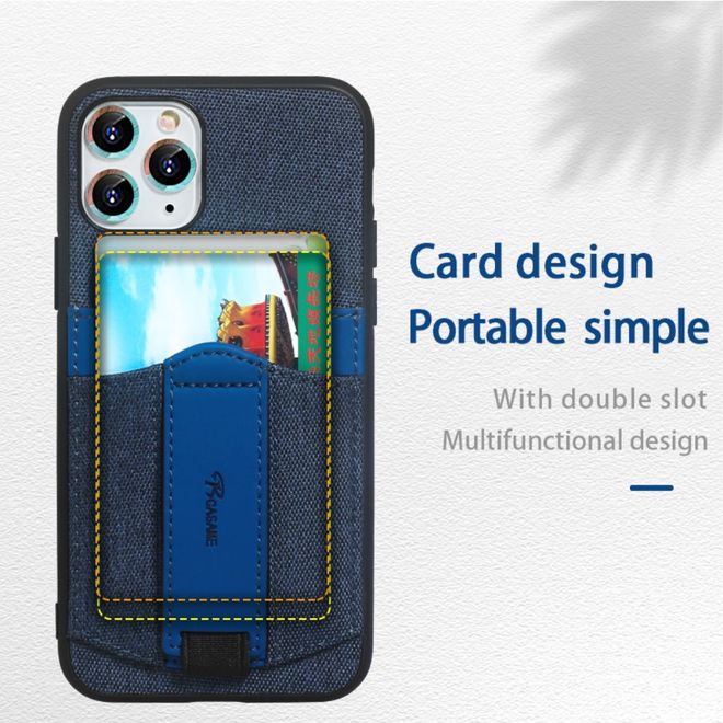 Coque pour iPhone 12 Pro - Étui souple en tissu luxueux - Série Denim - Bleu