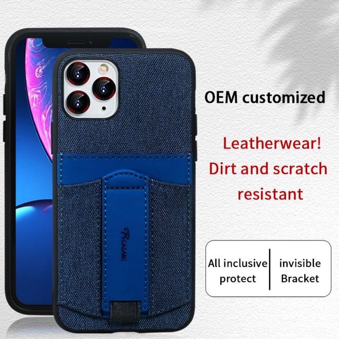 Coque pour iPhone 12 Pro - Étui souple en tissu luxueux - Série Denim - Bleu