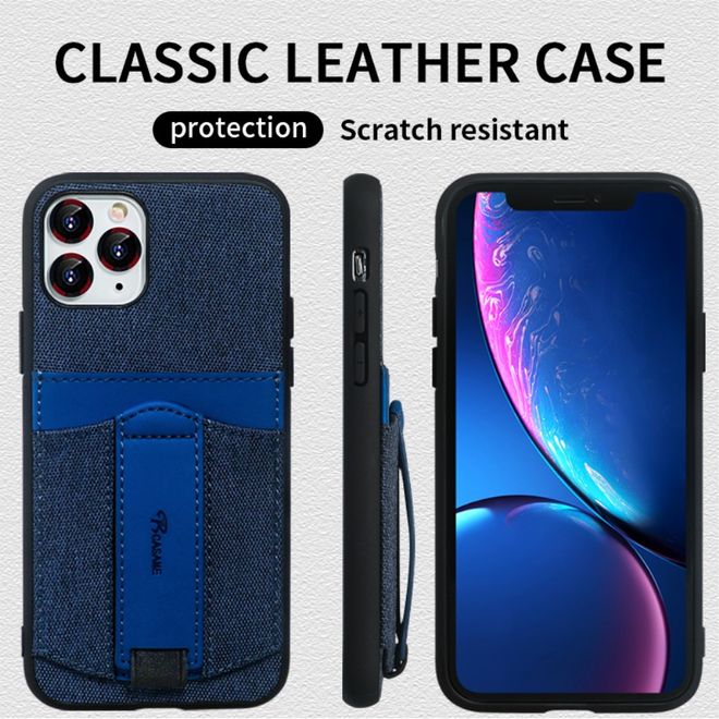 Coque pour iPhone 12 Pro - Étui souple en tissu luxueux - Série Denim - Bleu