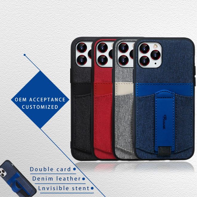 Coque pour iPhone 12 Pro - Étui souple en tissu luxueux - Série Denim - Bleu