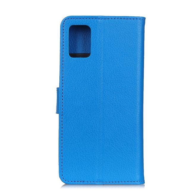 Samsung Galaxy A72 5G / 4G Handy Hülle - Litchi Leder Bookcover Series - blau
