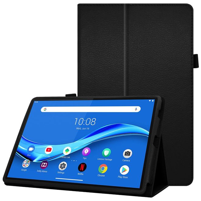 Lenovo Tab M10 FHD Plus (2nd Gen) Tablet Case - Leather Case - Lychee Look - Black
