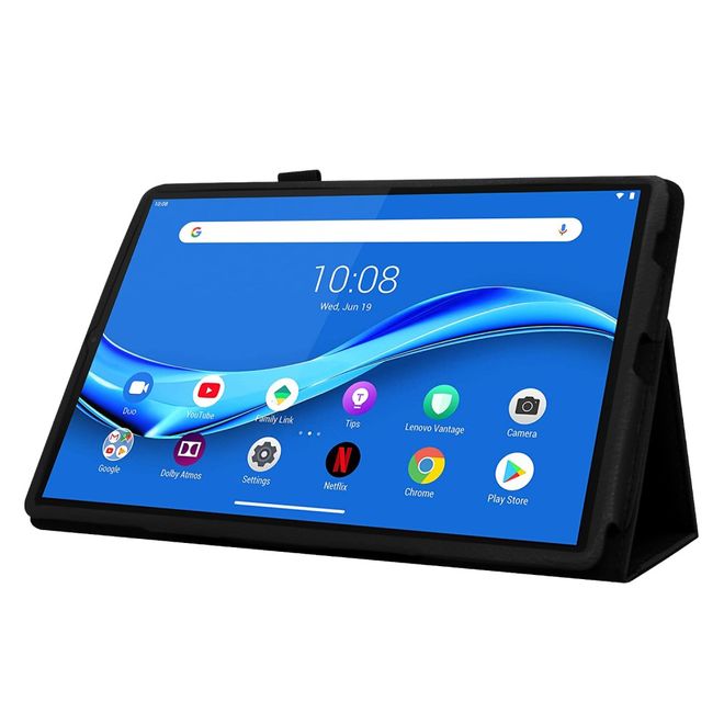 Lenovo Tab M10 FHD Plus (2nd Gen) Tablet Case - Leather Case - Lychee Look - Black