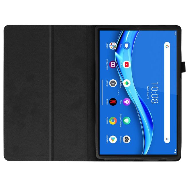 Lenovo Tab M10 FHD Plus (2nd Gen) Tablet Case - Leather Case - Lychee Look - Black