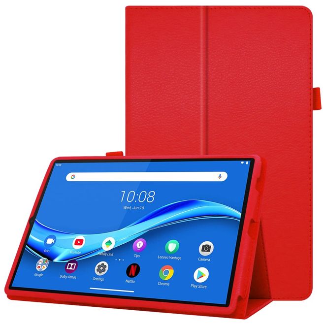 Lenovo Tab M10 FHD Plus (2nd Gen) Tablet Case - Leather Case - Lychee Look - Red